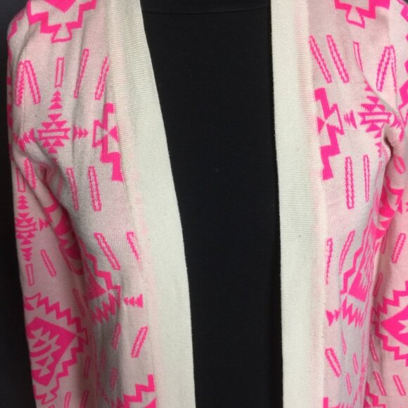 T/O Cardigain Sweater Aztec Pattern Hot Pink Medium 80's - Picture 11 of 11